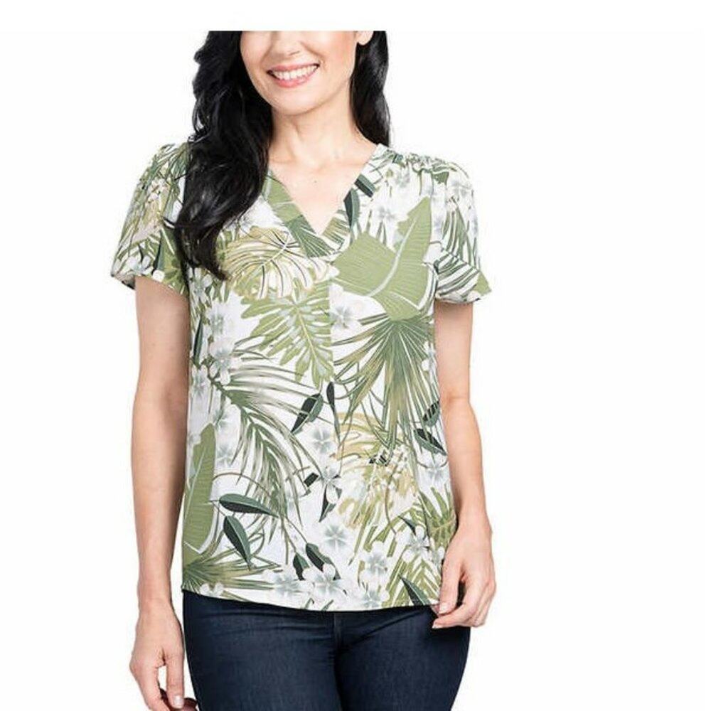 HILARY Radley Women's Top Size S Ladies' Printed Blouse Green XS
